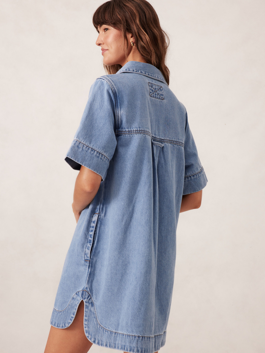 Relaxed Shirt Dress | Mid Vintage Blue