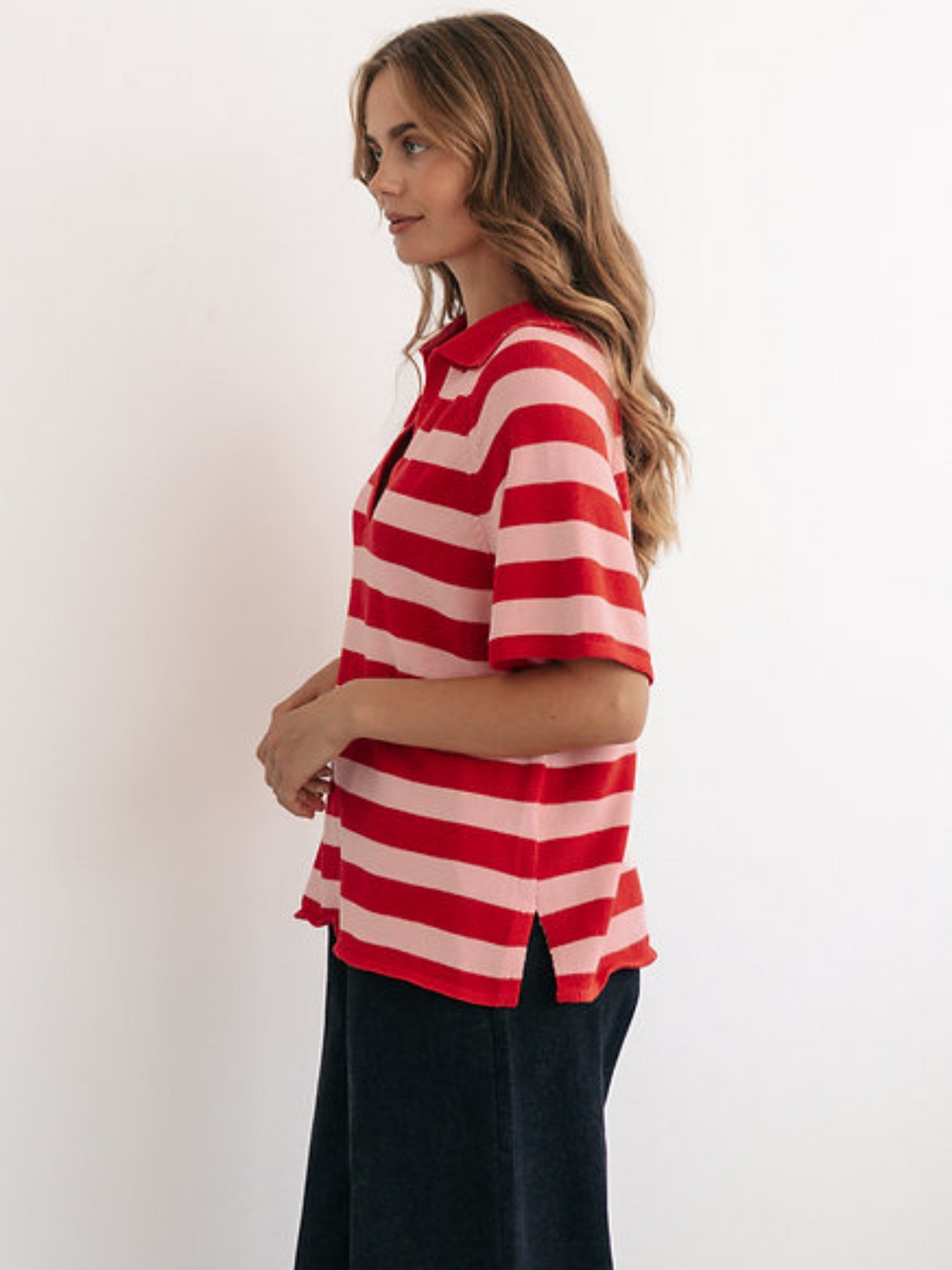 Josie Knit Top | Blush Red