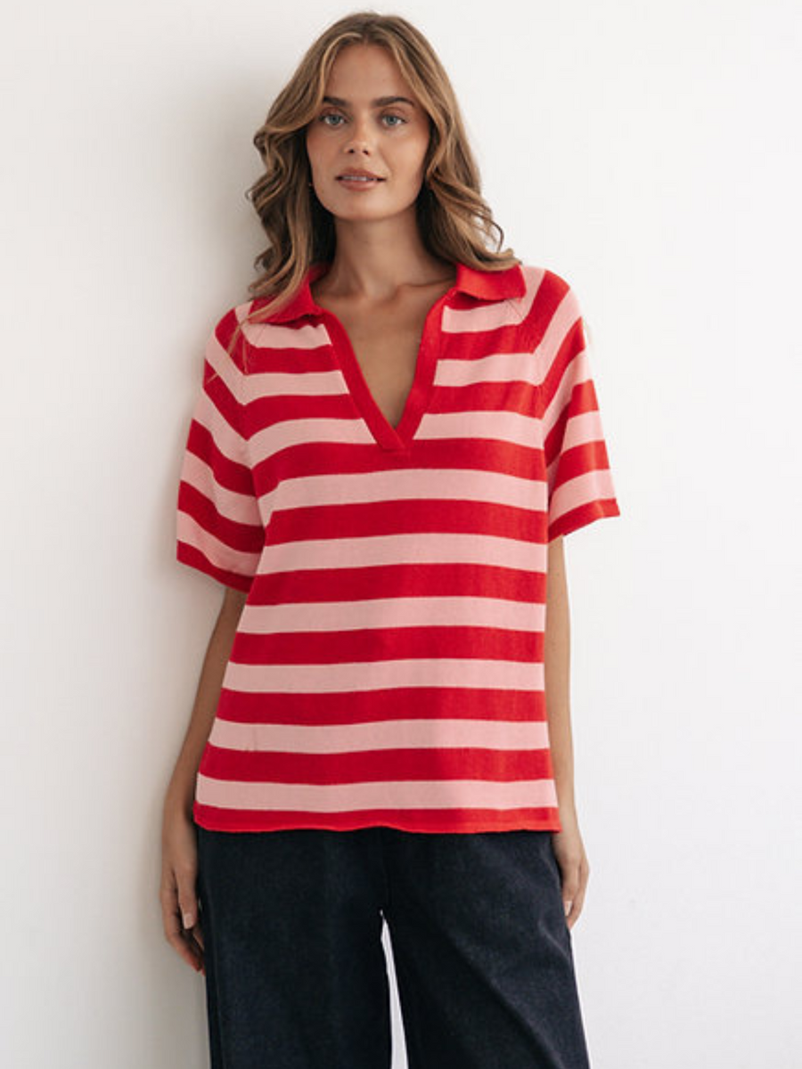 Josie Knit Top | Blush Red