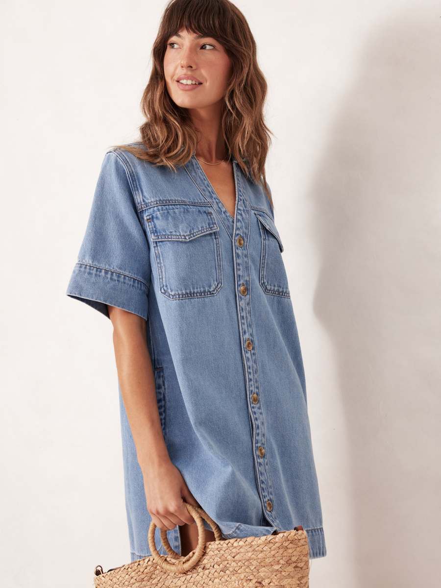 Relaxed Shirt Dress | Mid Vintage Blue