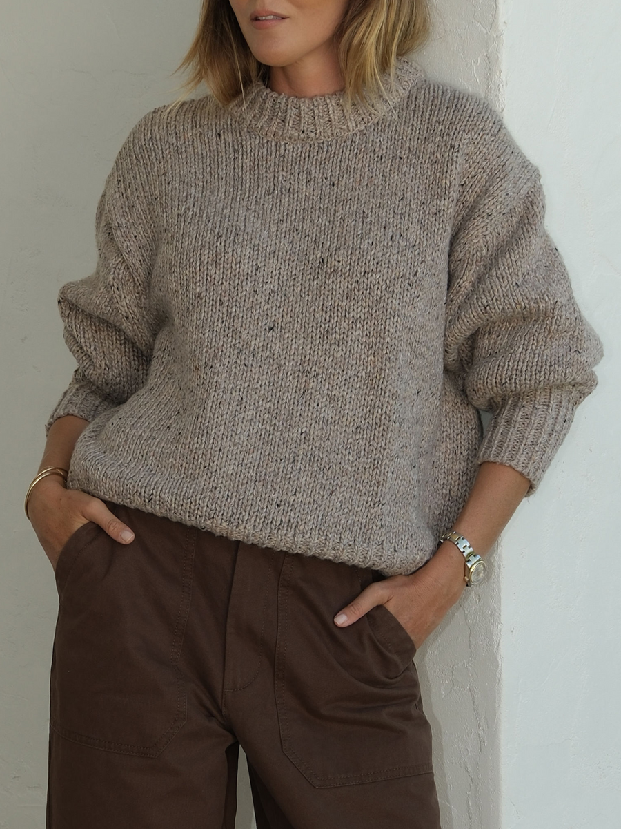 Lofty Knit Crew | Taupe Fleck