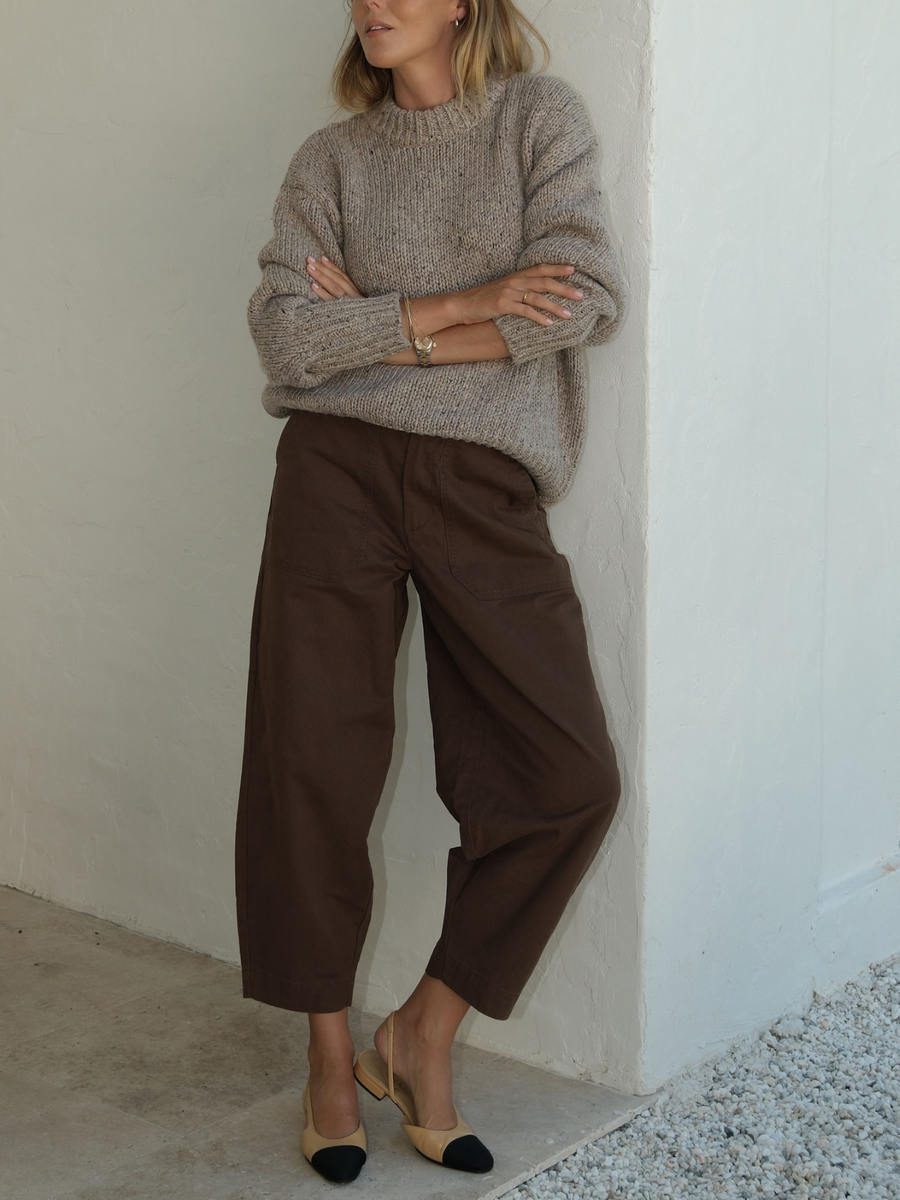 Lofty Knit Crew | Taupe Fleck