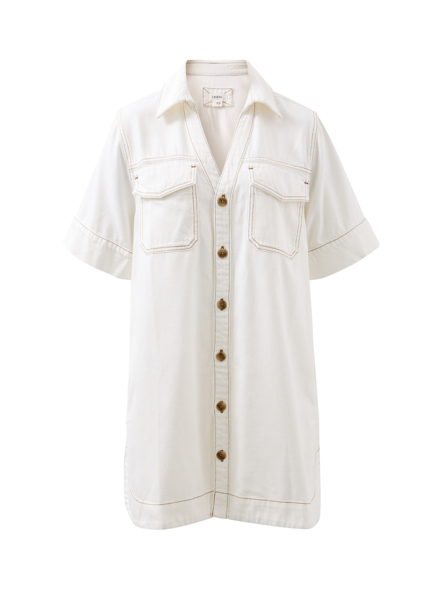 Sammy Relaxed Shirt Dress | Ecru