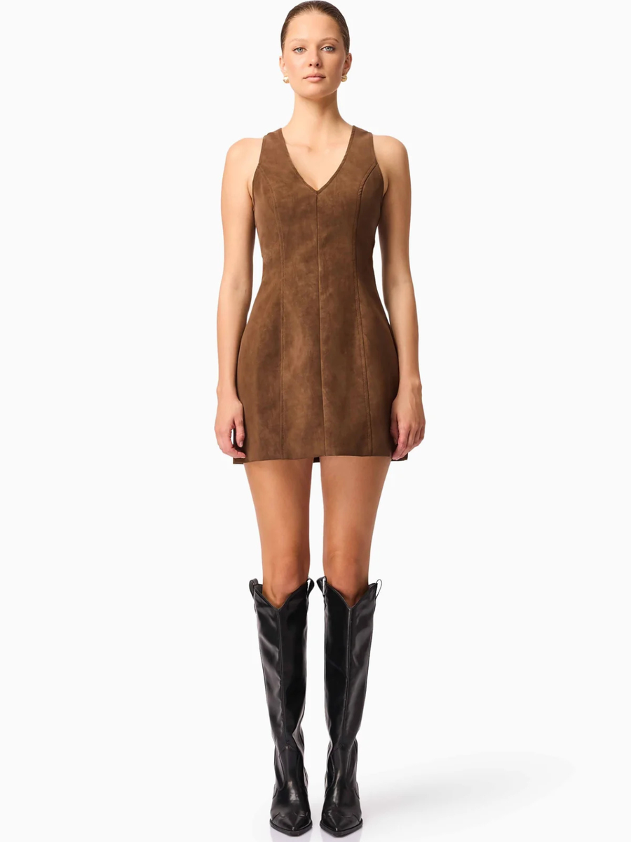 Venus Suede Mini Dress in Brown