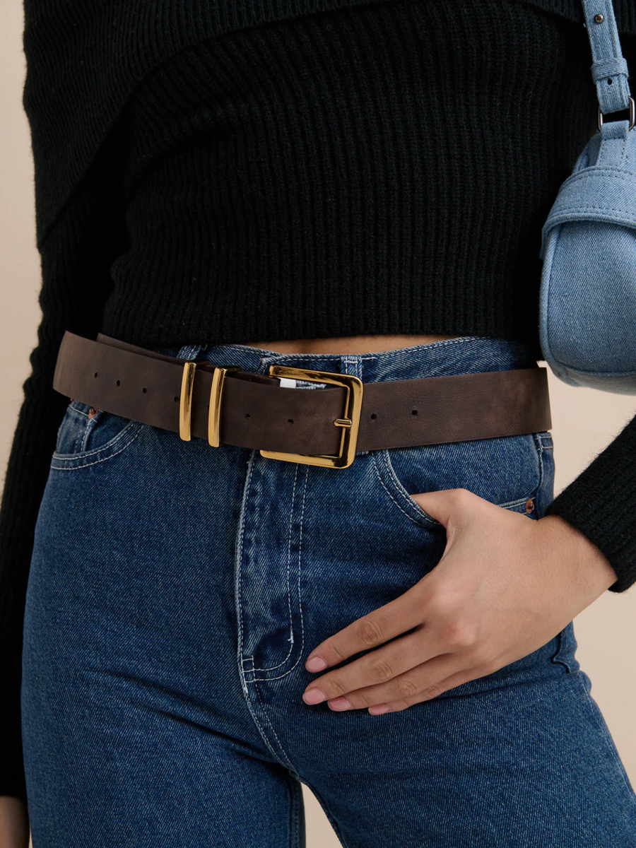 Lucas Western Vintage PU Leather Belt | Brown