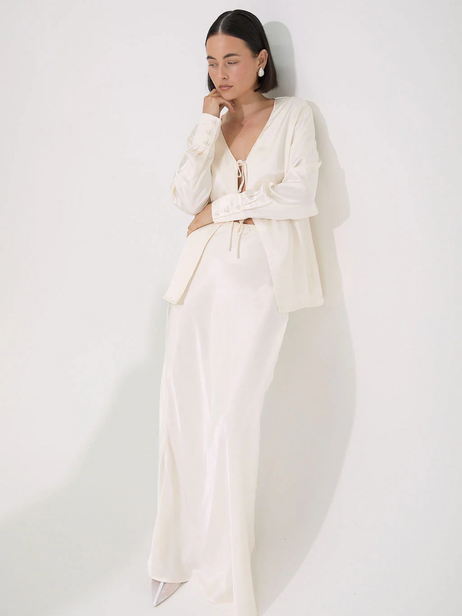 Brigette Satin Skirt | Pearl