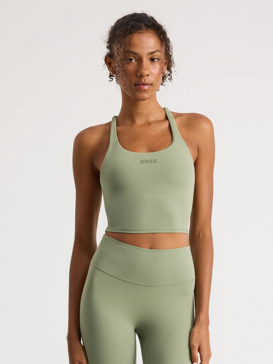 Air Sculpt Strappy Sports Tank | Olive