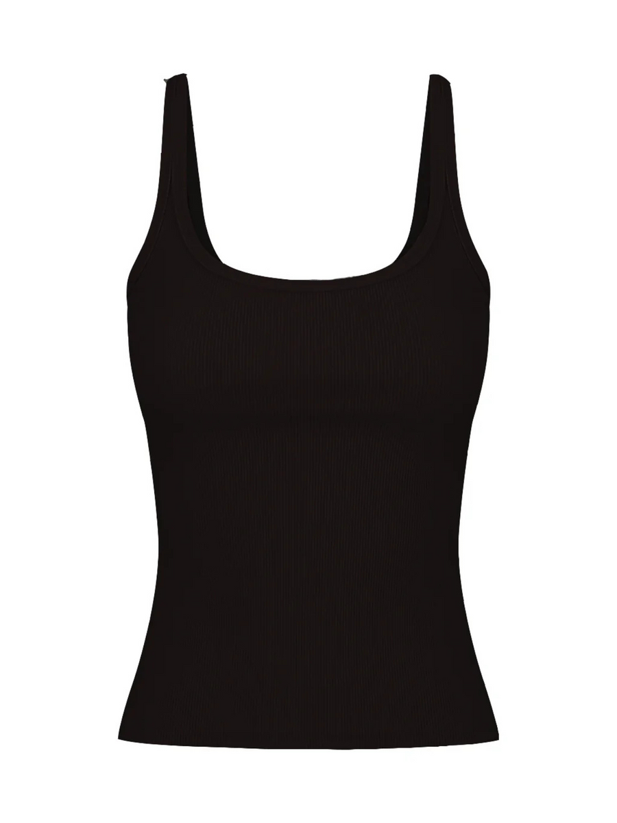 Basic Black Ribbed Cotton Tank