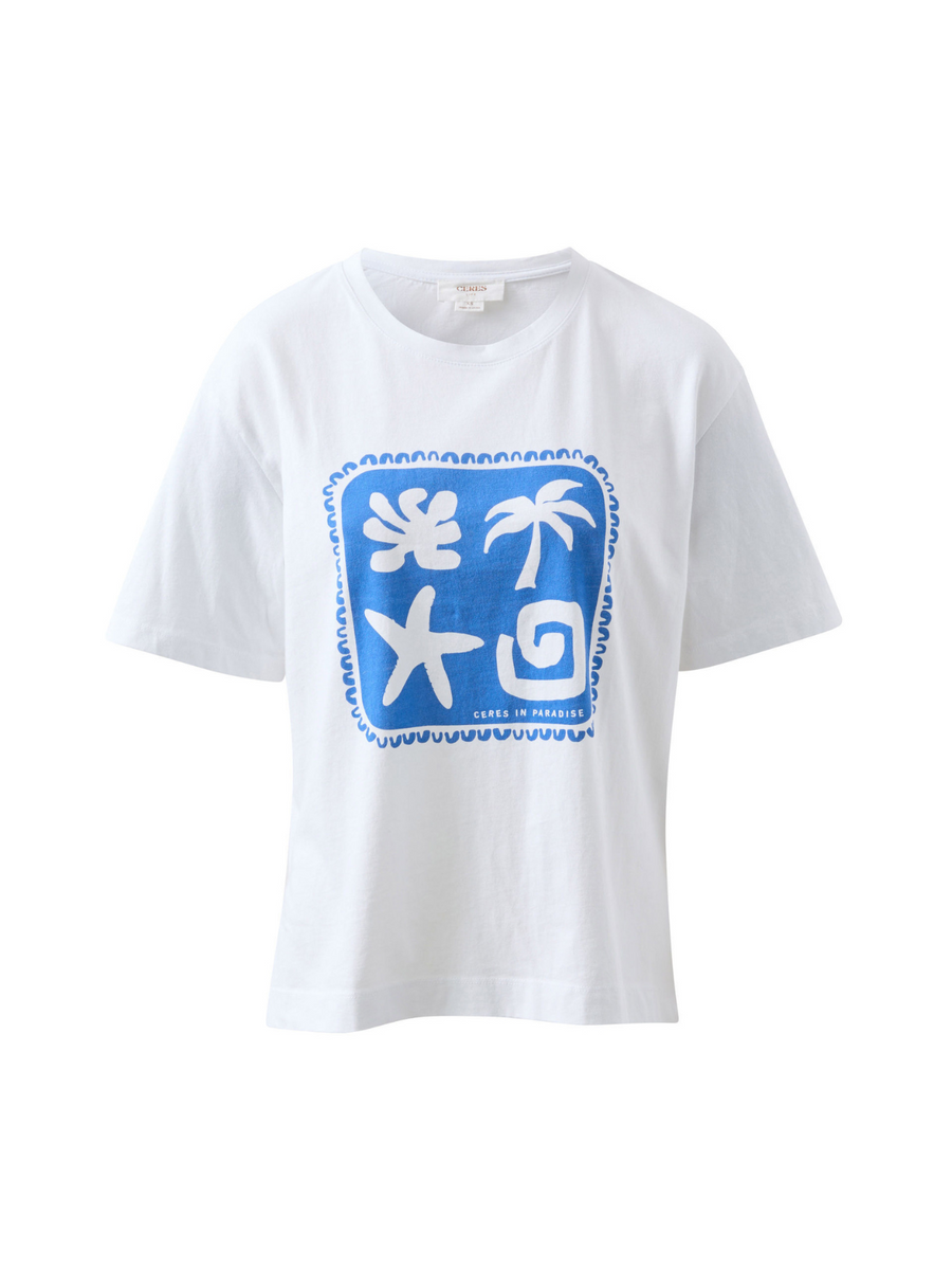 Stevie Slouchy Tee | White Ceres Paradise Print