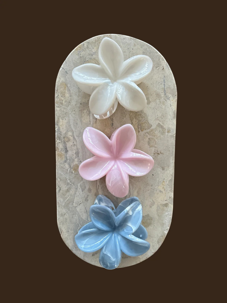 Frangipani Resin Flower Claw Clip