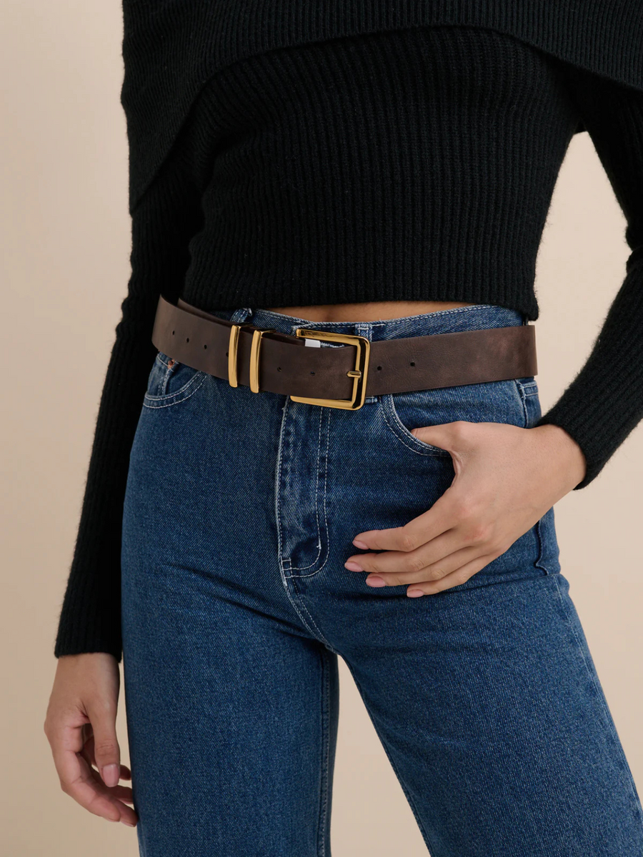 Lucas Western Vintage PU Leather Belt | Brown
