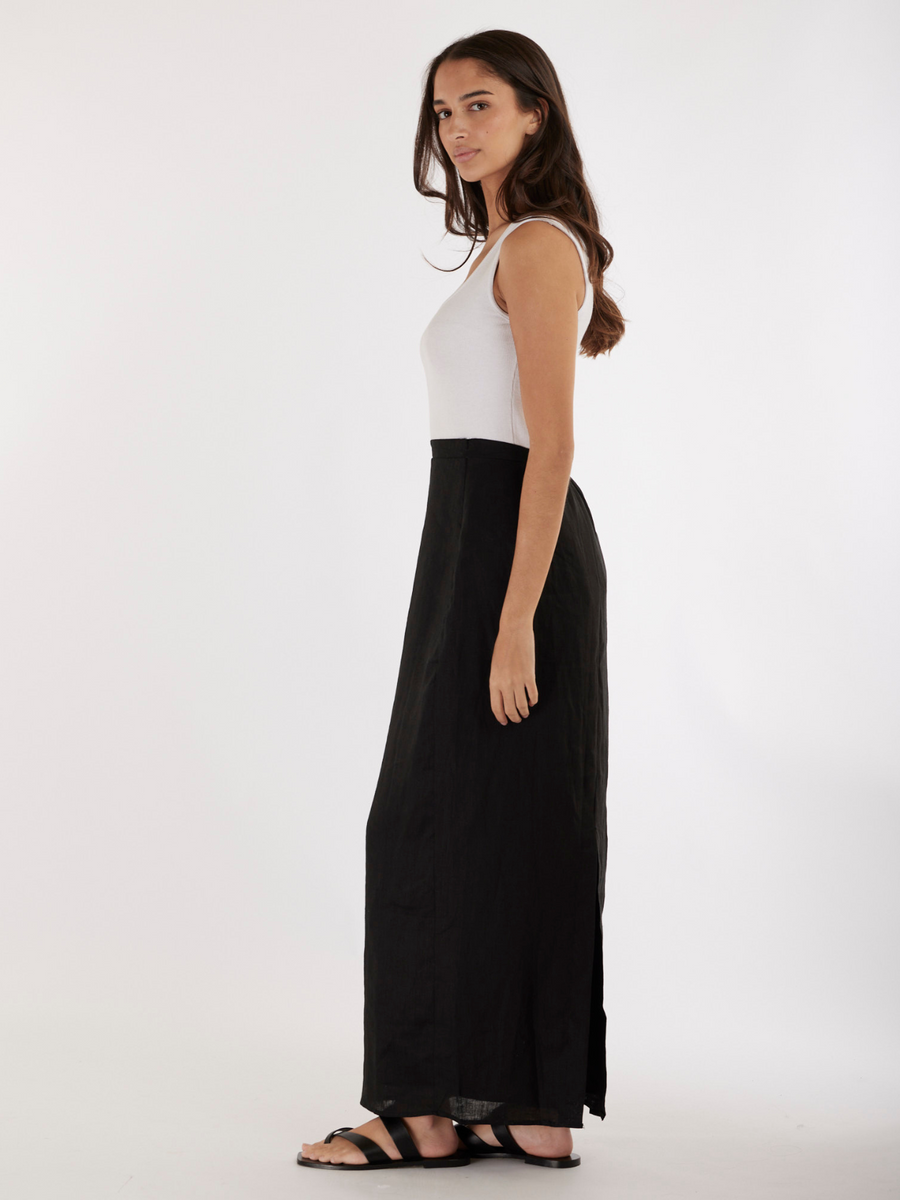 Mabel Linen Skirt | Black