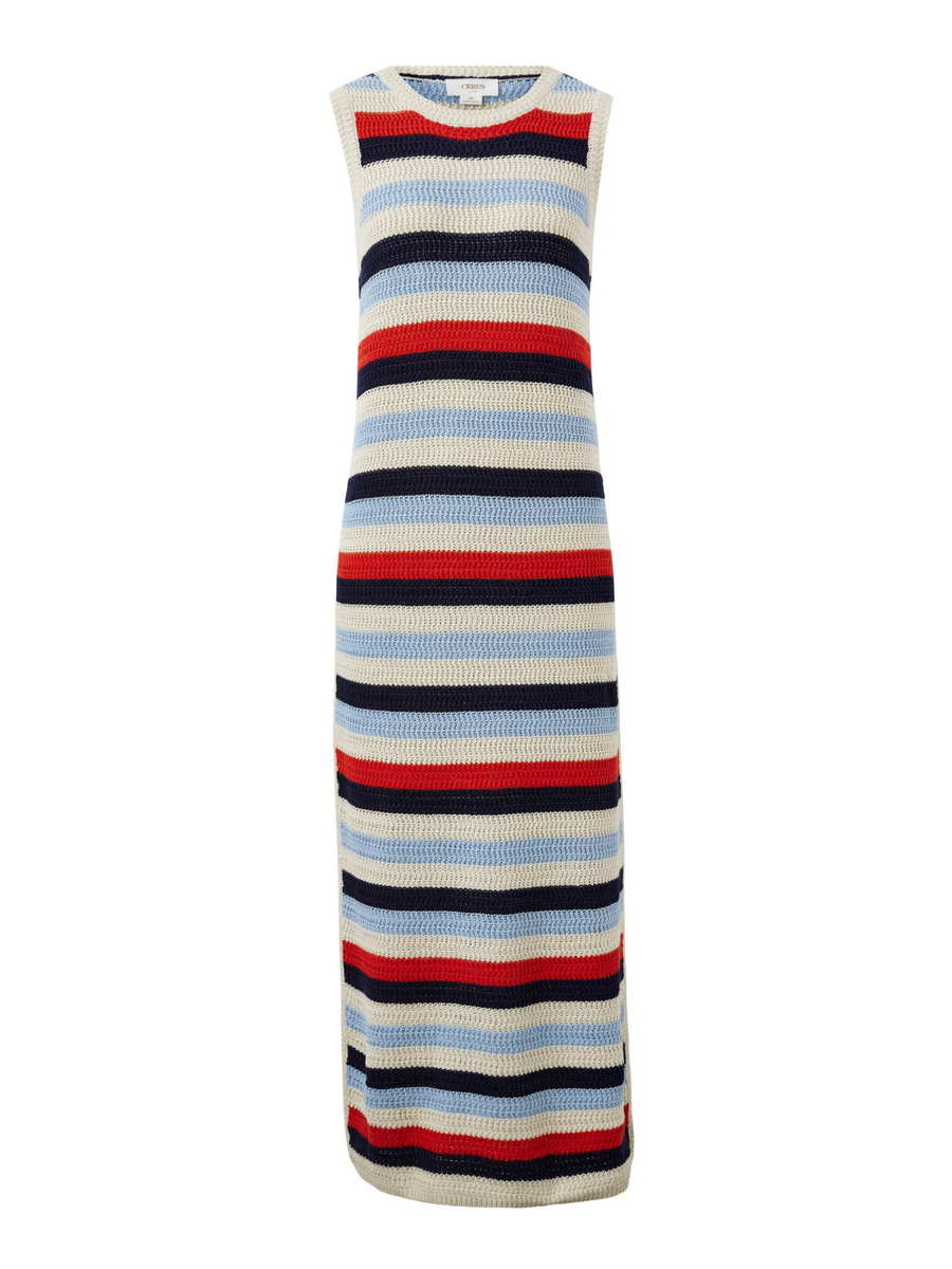 Textured Multi Stripe Knit Midi Dress