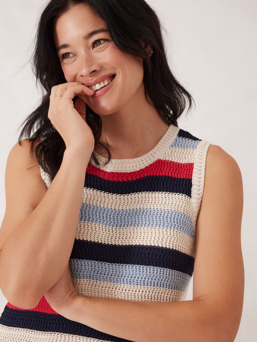 Textured Multi Stripe Knit Midi Dress