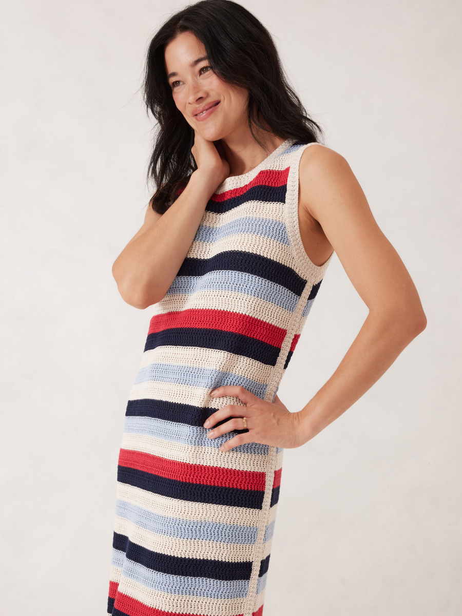 Textured Multi Stripe Knit Midi Dress