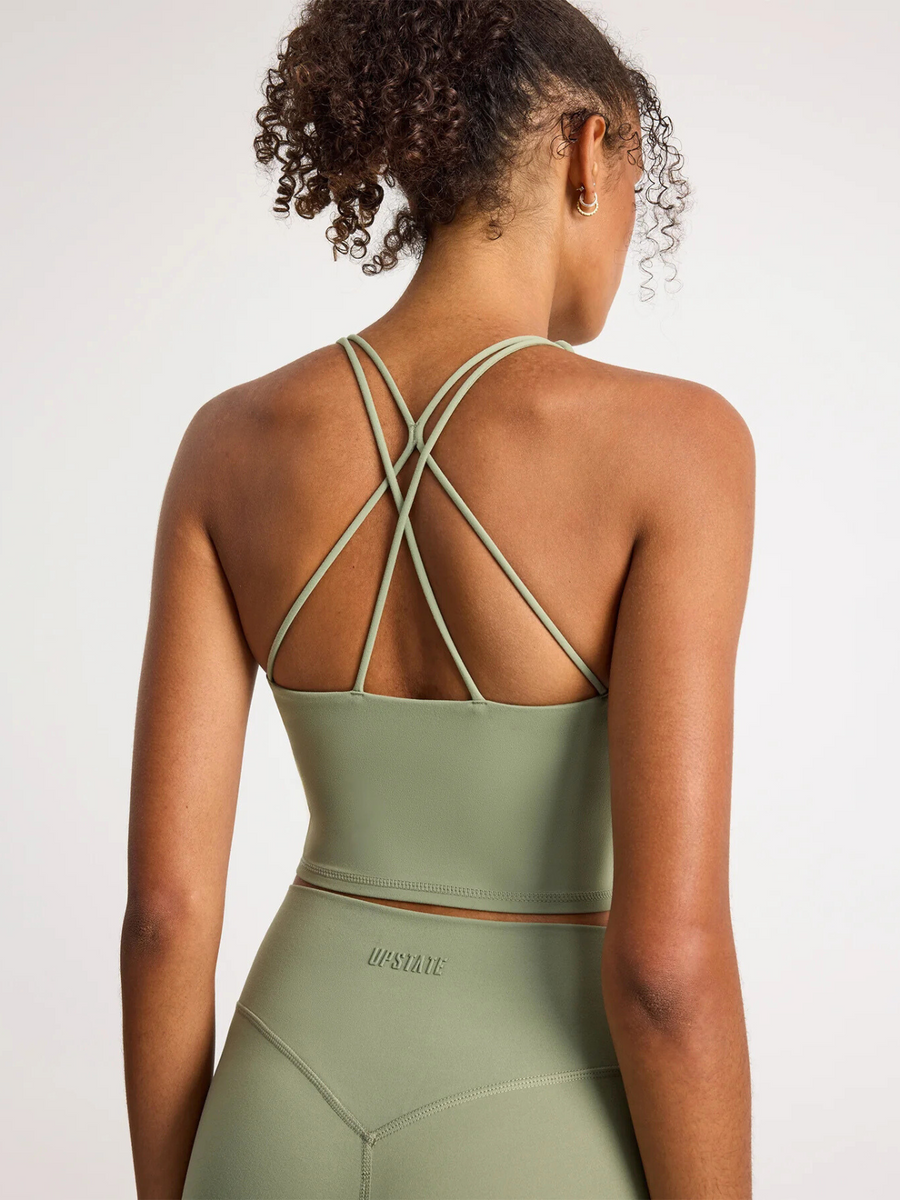 Air Sculpt Strappy Sports Tank | Olive