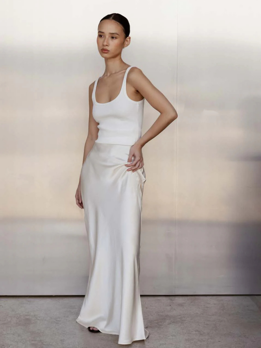 Brigette Satin Skirt | Pearl