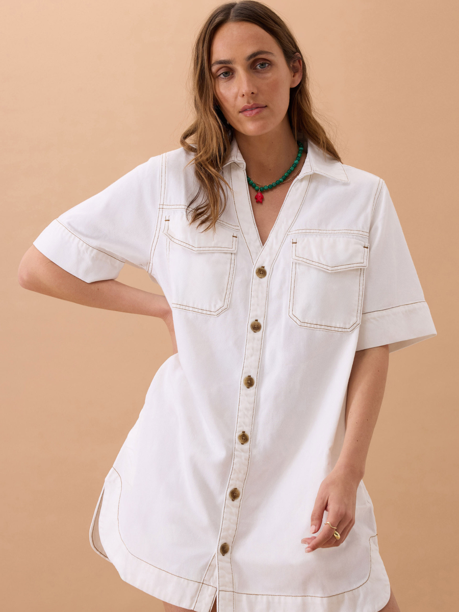 Sammy Relaxed Shirt Dress | Ecru
