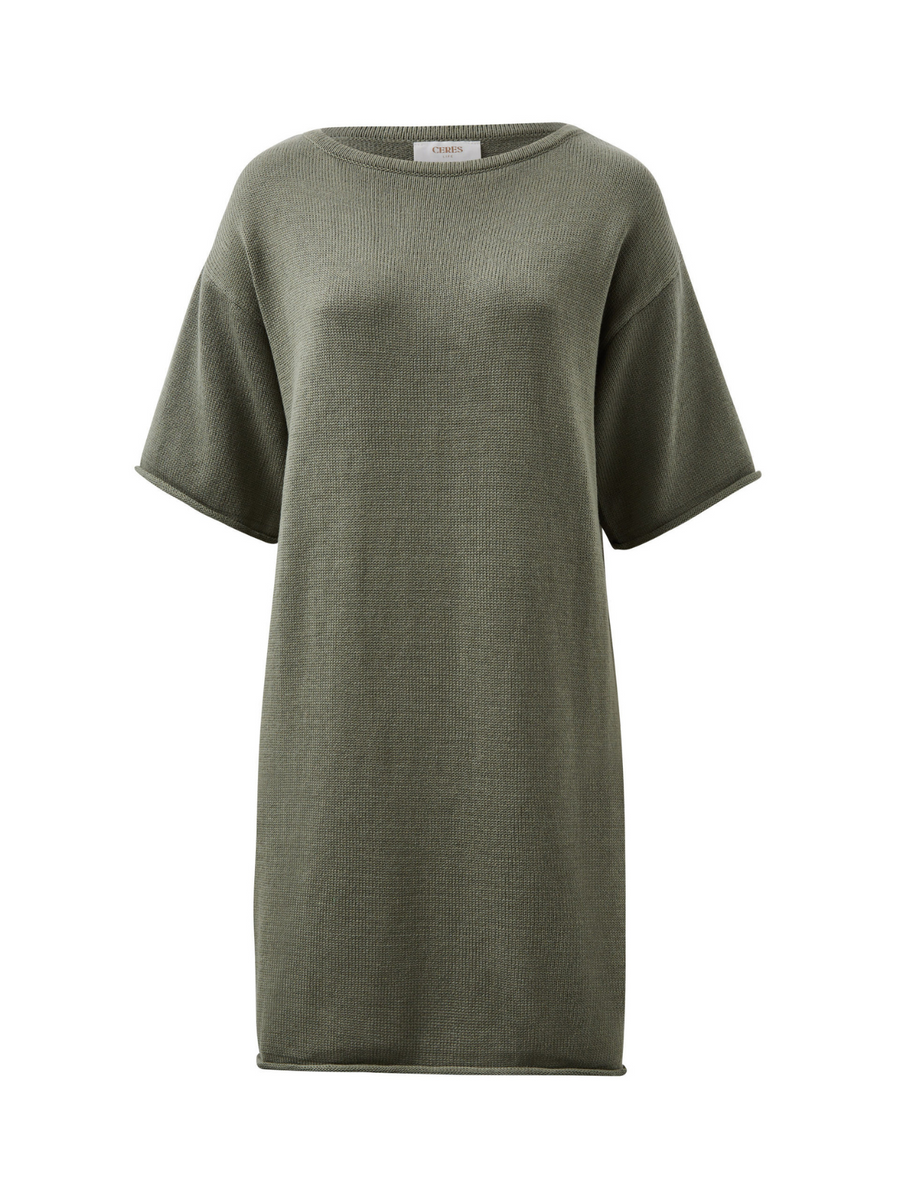 Short Sleeve Boxy Knit Dress | Olive
