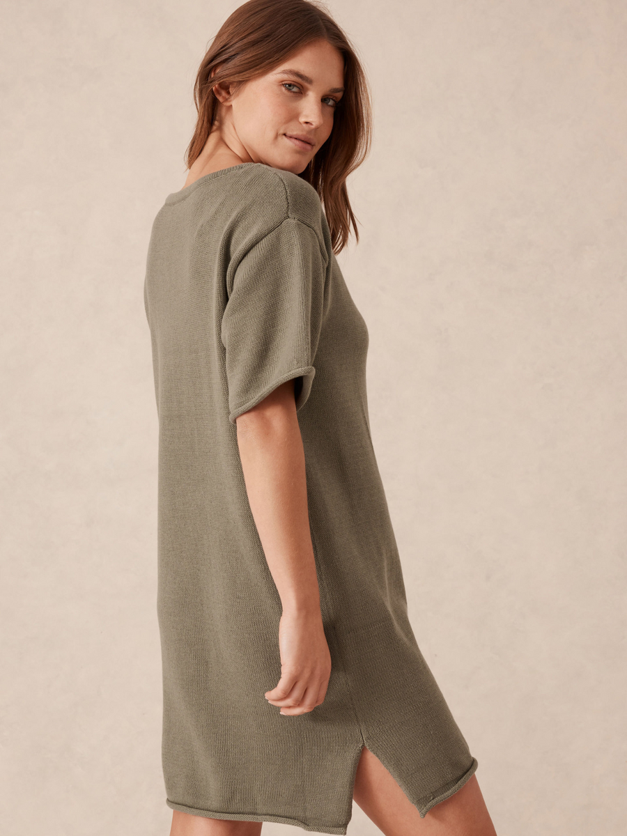 Short Sleeve Boxy Knit Dress | Olive