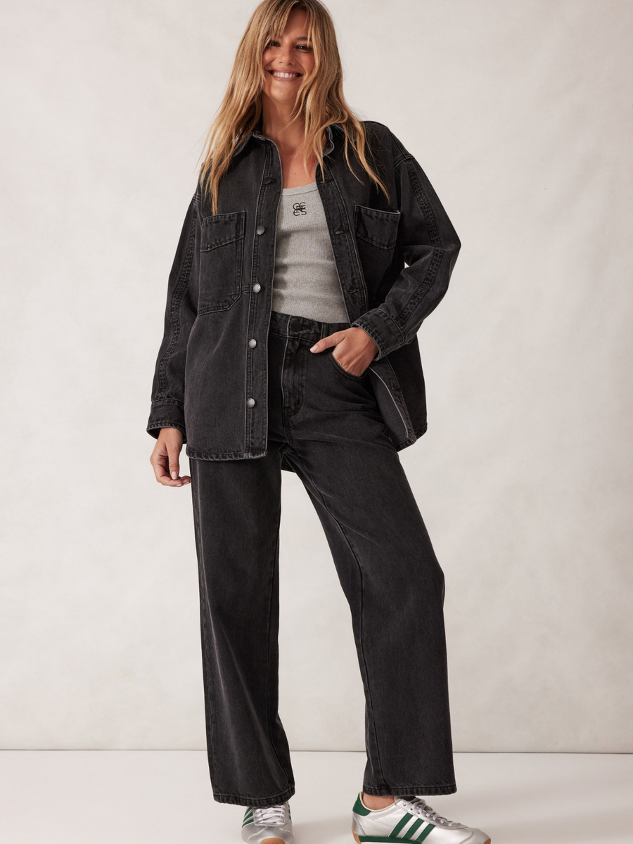 Bobbi Side Pocket Denim Shacket | Washed Black