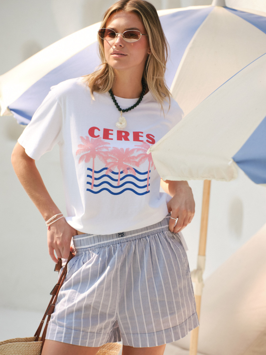 Mila Short |  College Blue Ladder Stripe