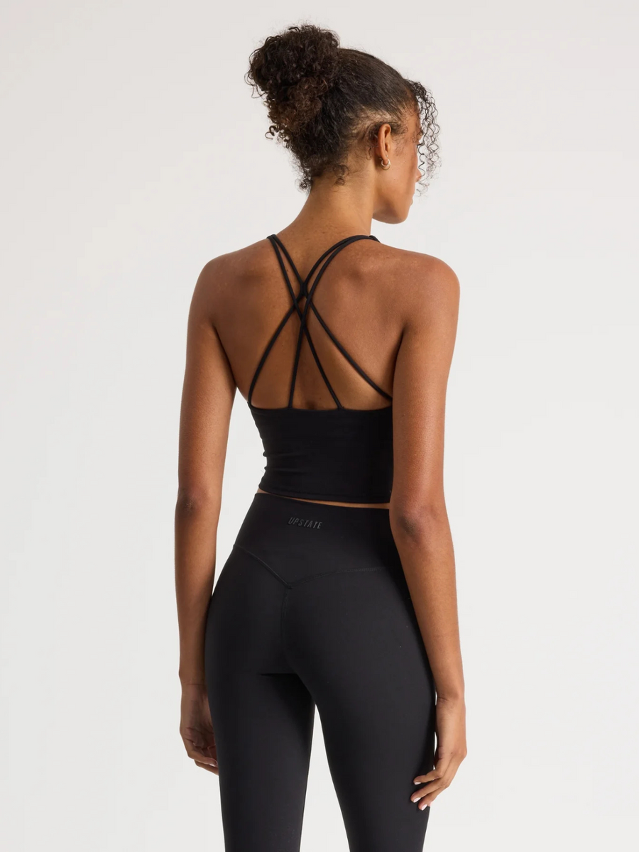 Air Sculpt Strappy Sports Tank | Black