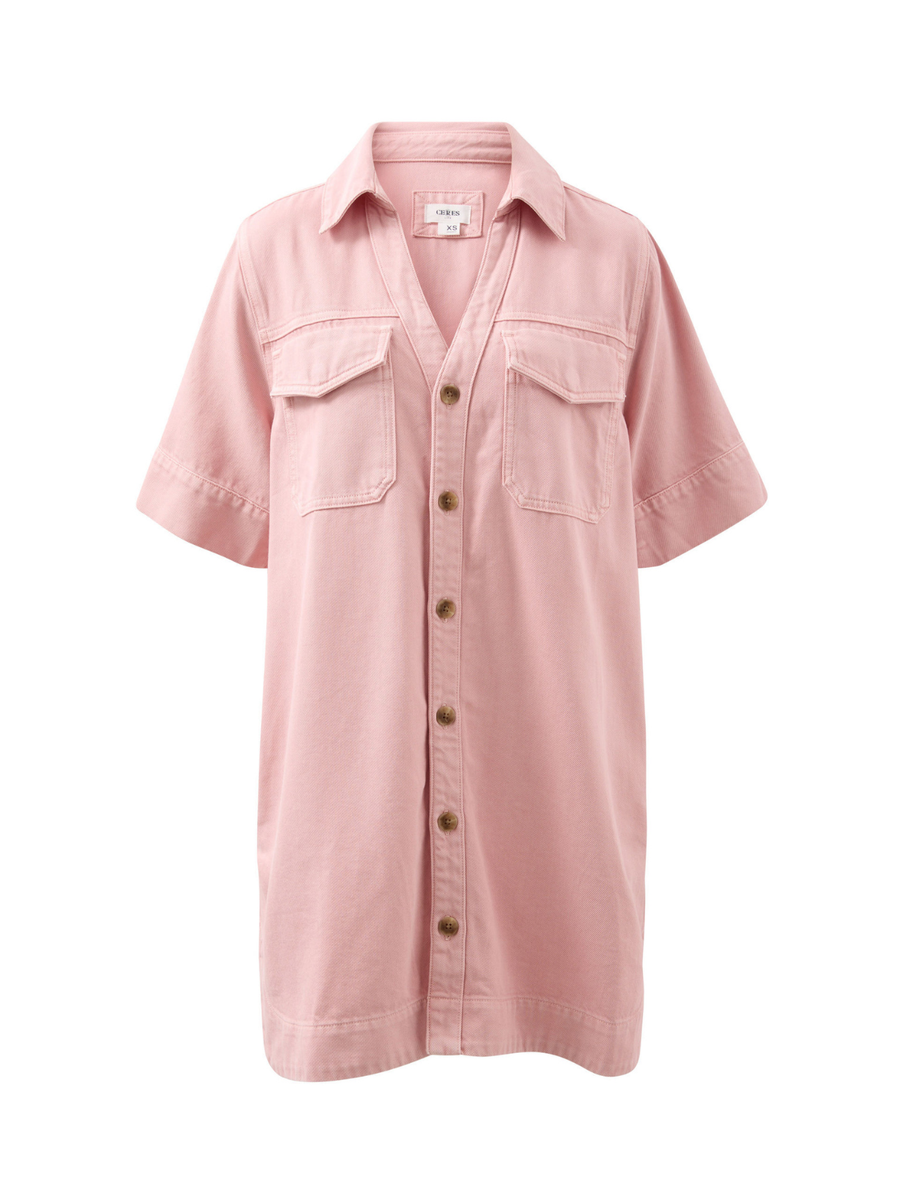 Sammy Relaxed Shirt Dress | Washed Pink