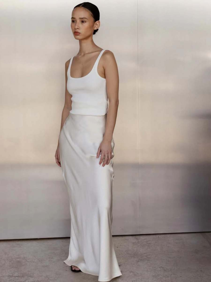 Brigette Satin Skirt | Pearl