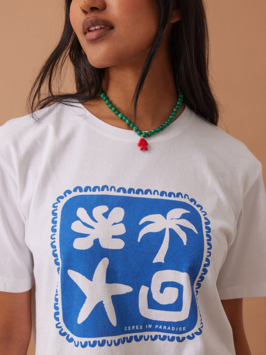 Stevie Slouchy Tee | White Ceres Paradise Print