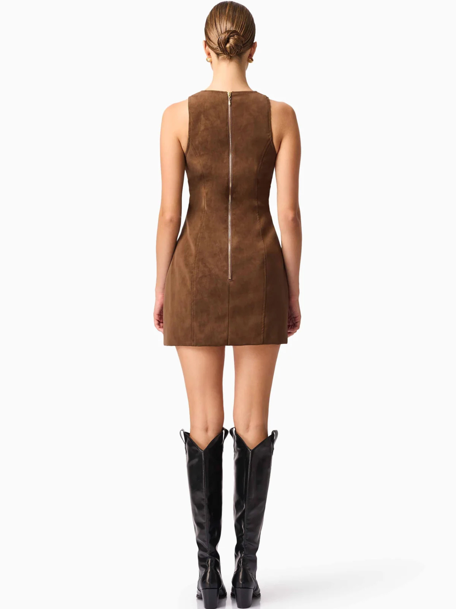 Venus Suede Mini Dress in Brown