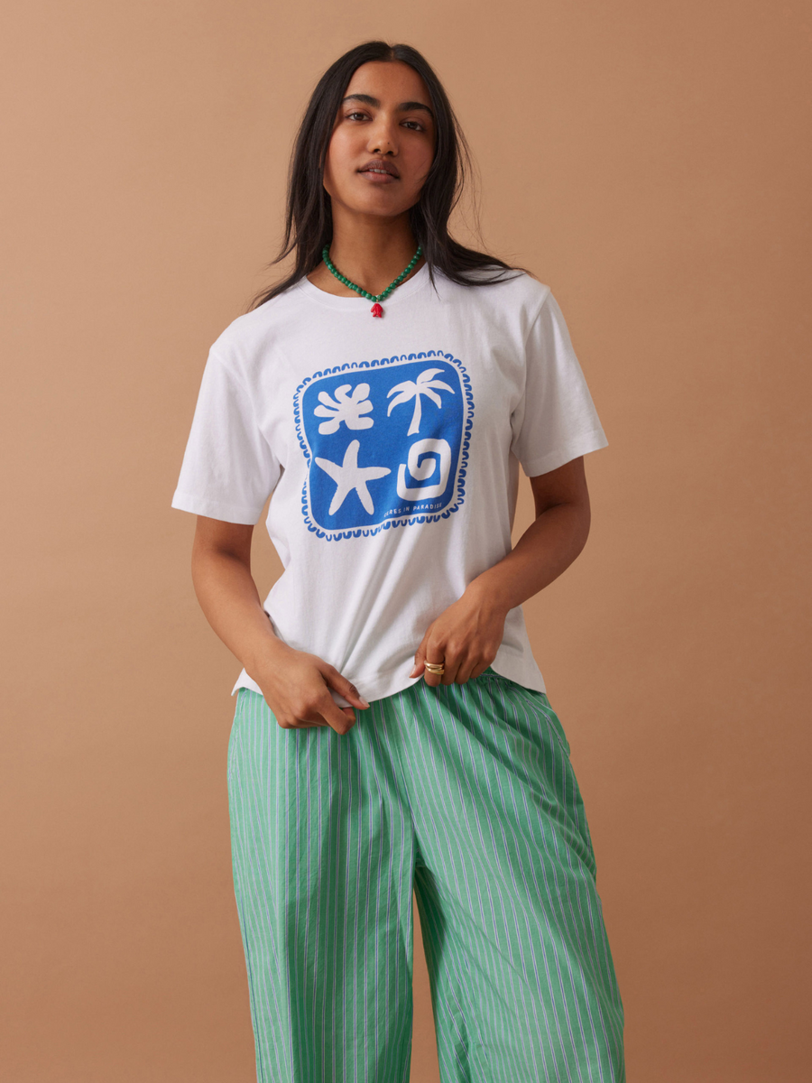 Stevie Slouchy Tee | White Ceres Paradise Print