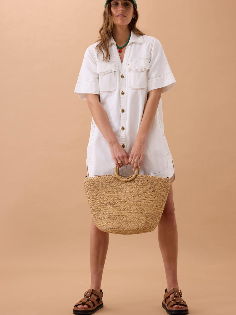 Sammy Relaxed Shirt Dress | Ecru