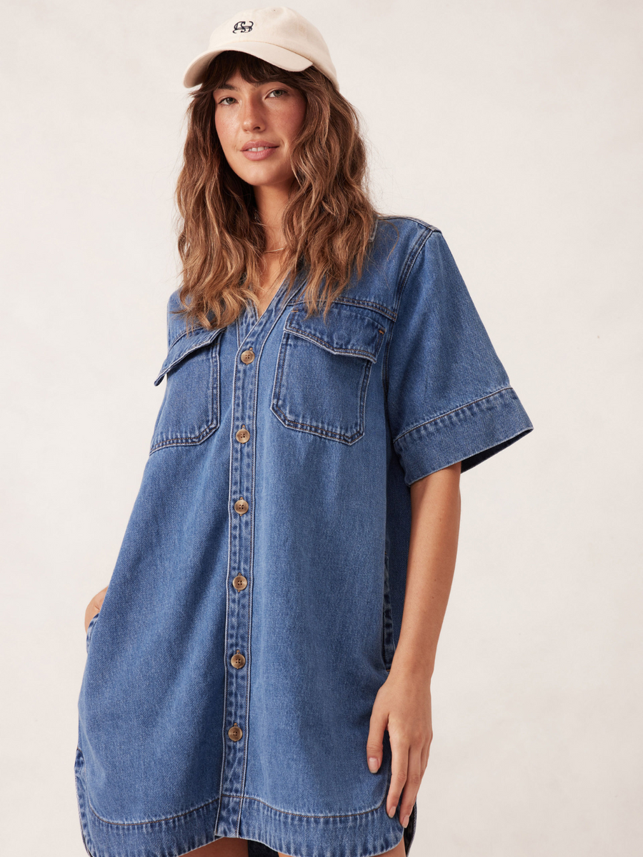 Relaxed Shirt Dress | Fresh Indigo
