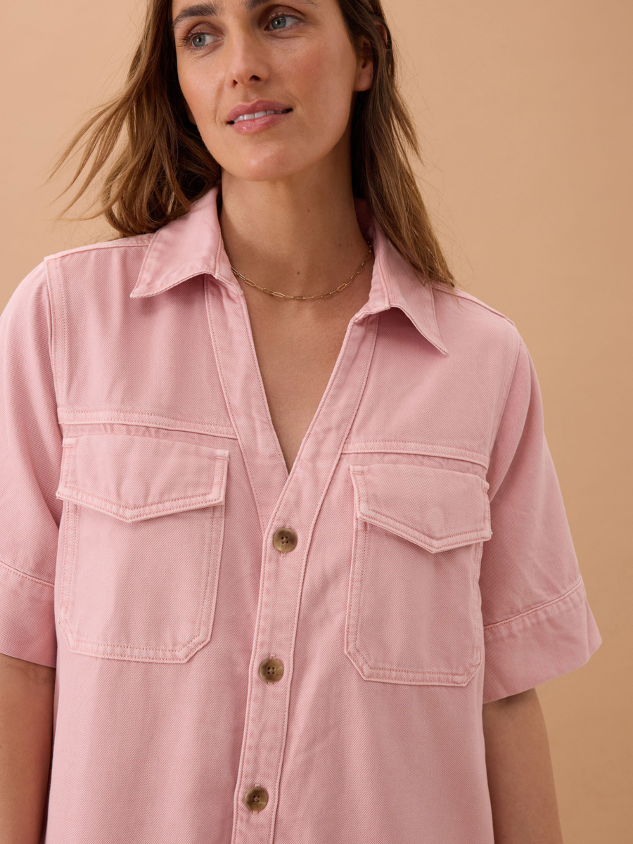Sammy Relaxed Shirt Dress | Washed Pink