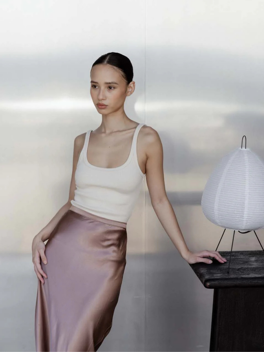 Brigette Satin Skirt | Cocoa