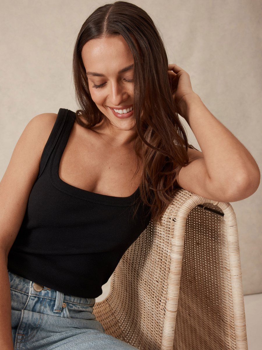 Zaeli Contour Rib Square Neck Tank