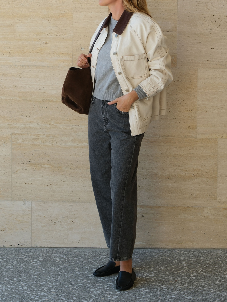Denim Barn Jacket | Ecru