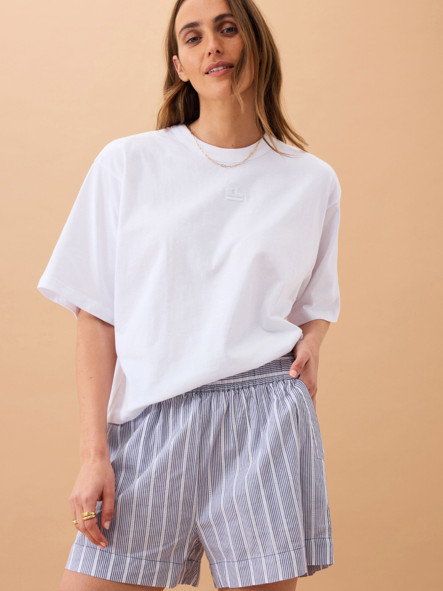 Mila Short |  College Blue Ladder Stripe