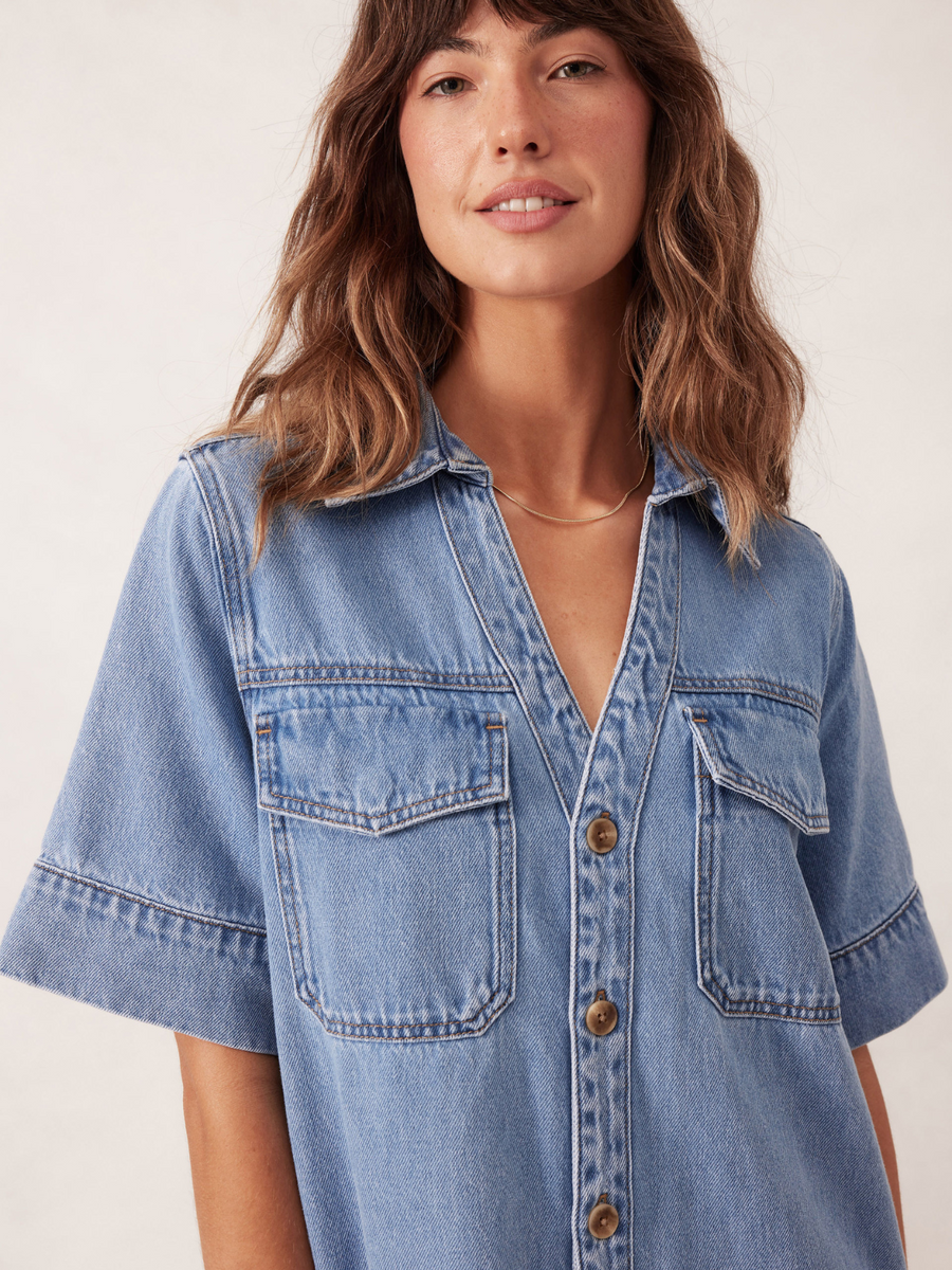 Relaxed Shirt Dress | Mid Vintage Blue