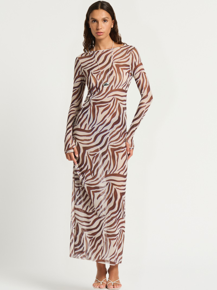 Gisele Midi Dress | Zebra Mesh