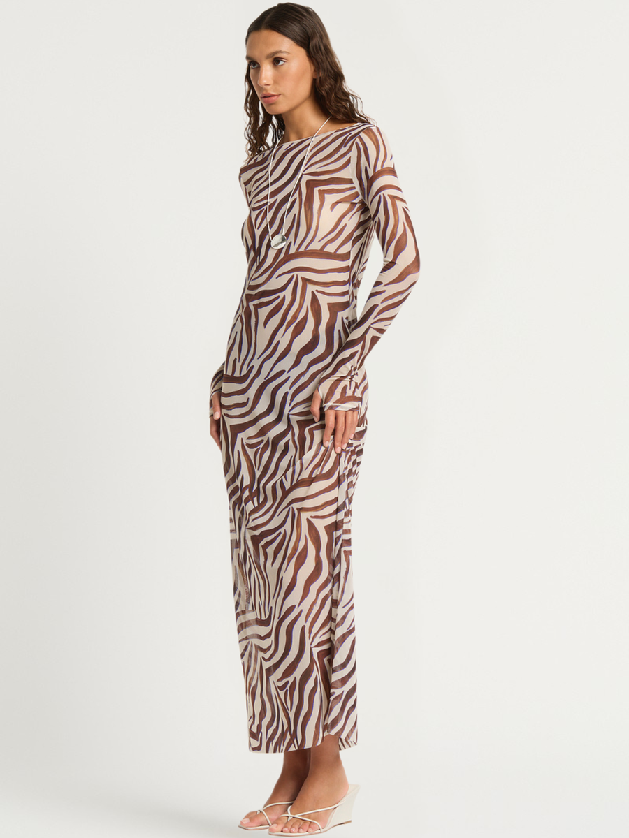 Gisele Midi Dress | Zebra Mesh
