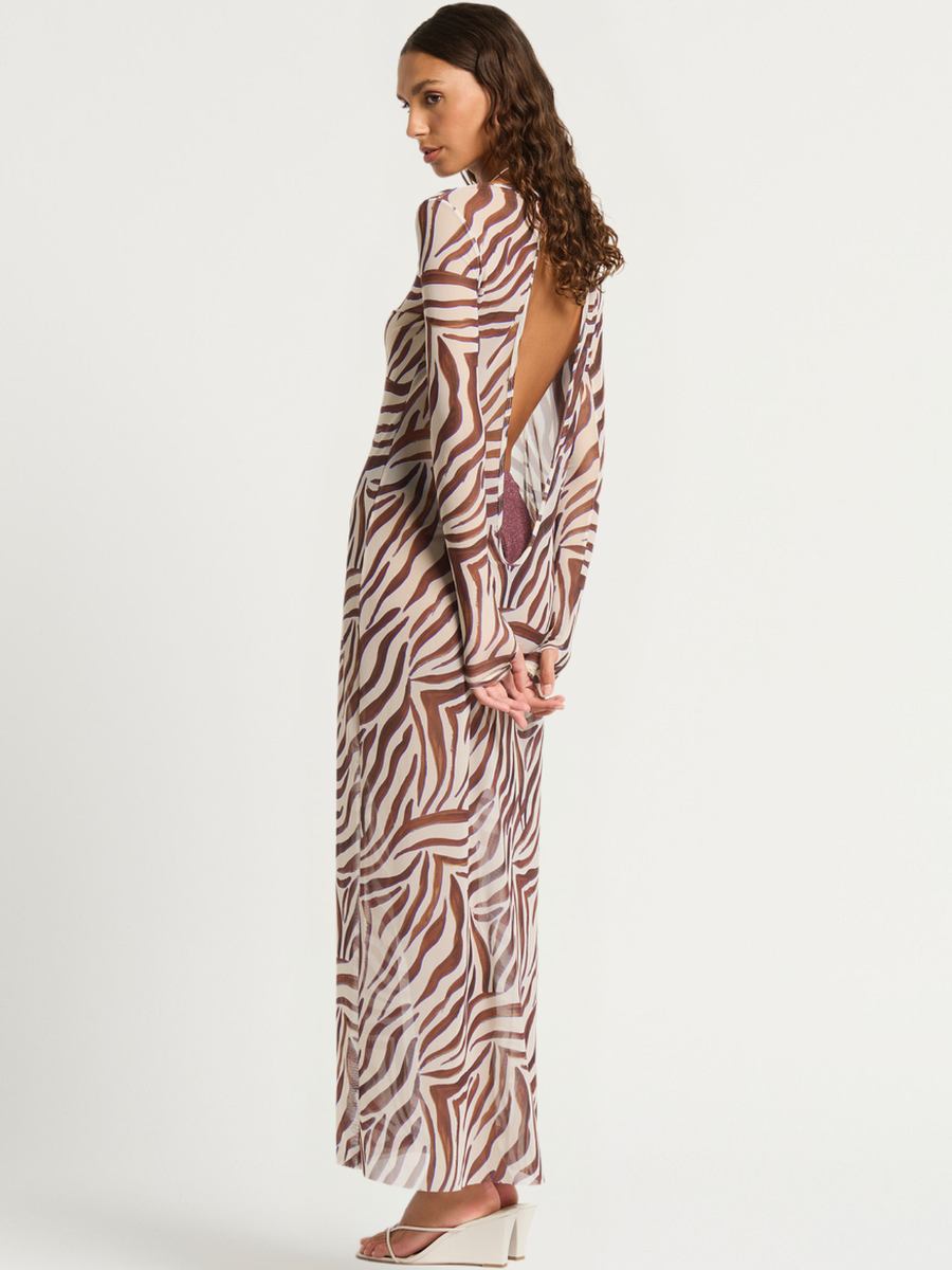Gisele Midi Dress | Zebra Mesh