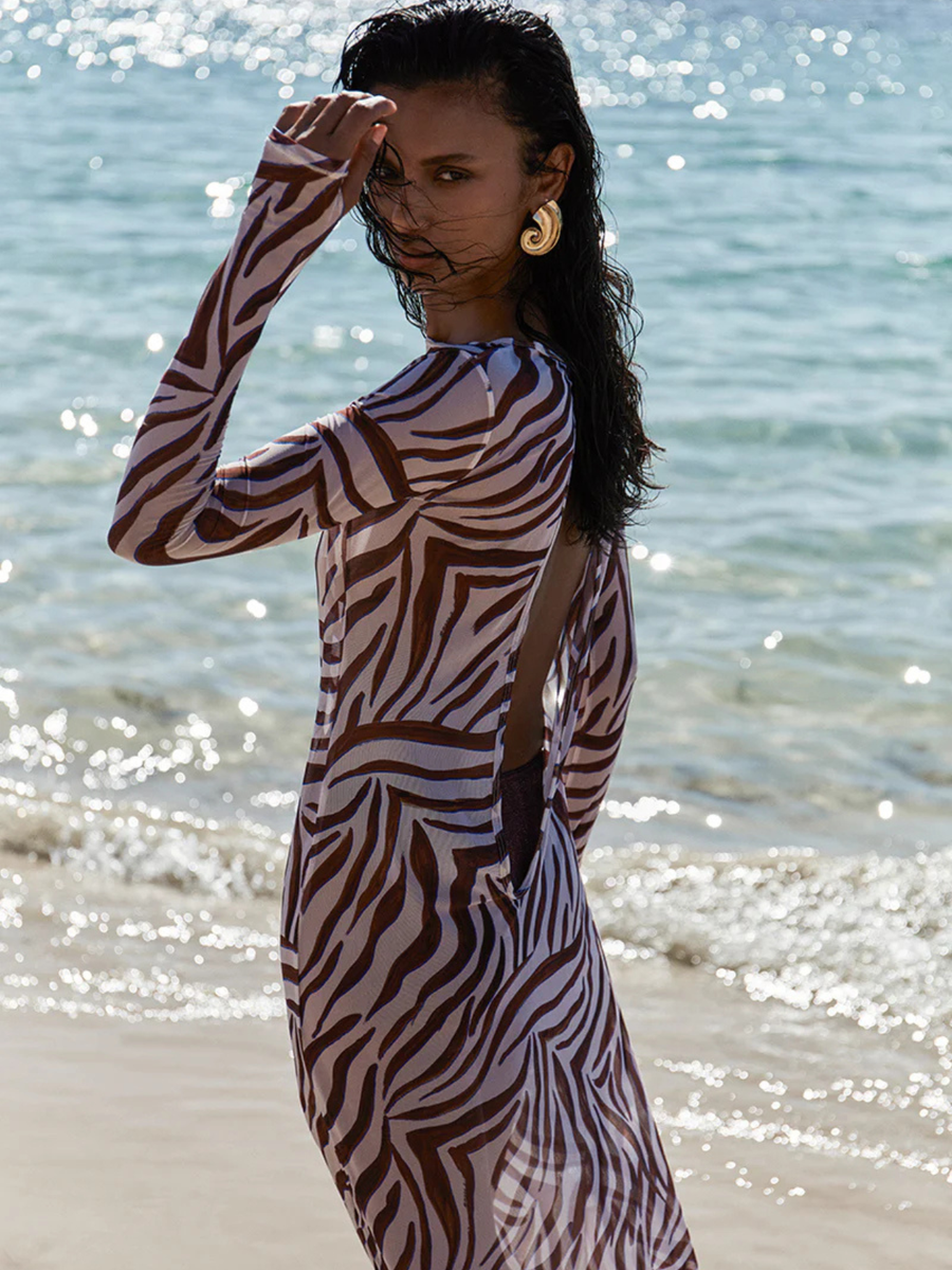 Gisele Midi Dress | Zebra Mesh