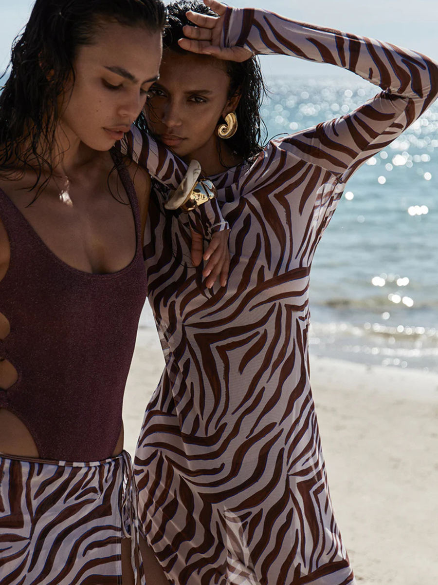 Gisele Midi Dress | Zebra Mesh