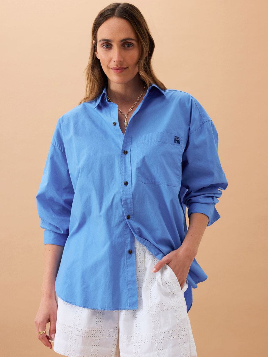 Peta Oversized Shirt | Amalfi Blue
