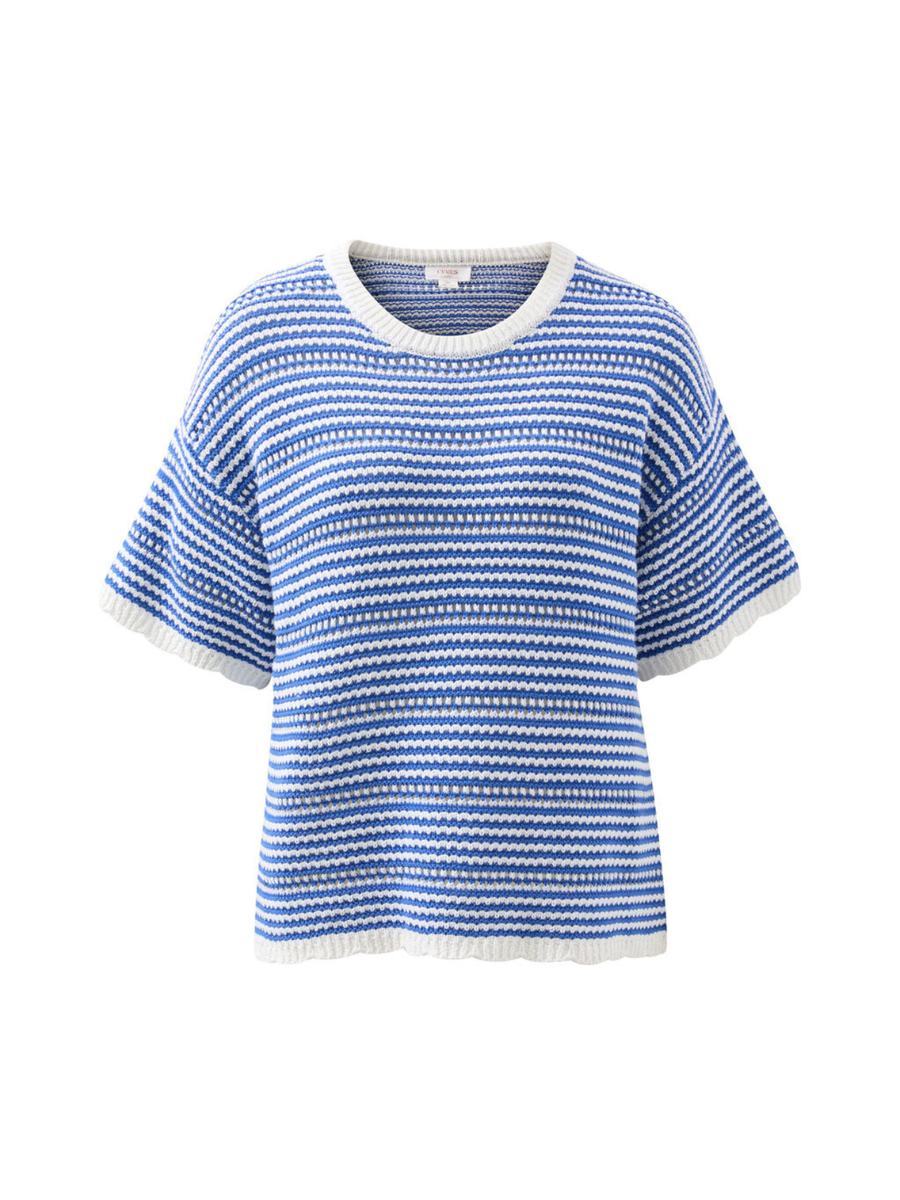 Nina Boxy Knit Tee | Summer Blue Stripe