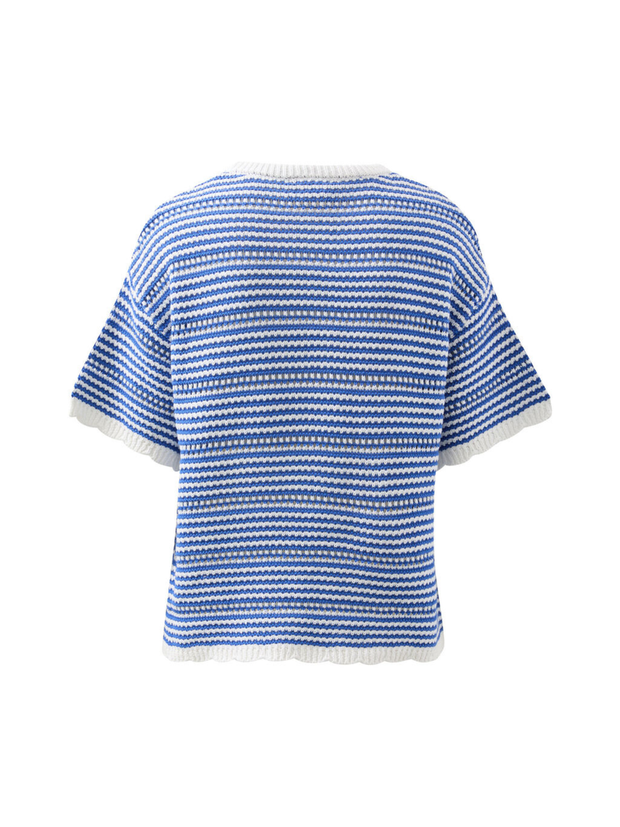 Nina Boxy Knit Tee | Summer Blue Stripe