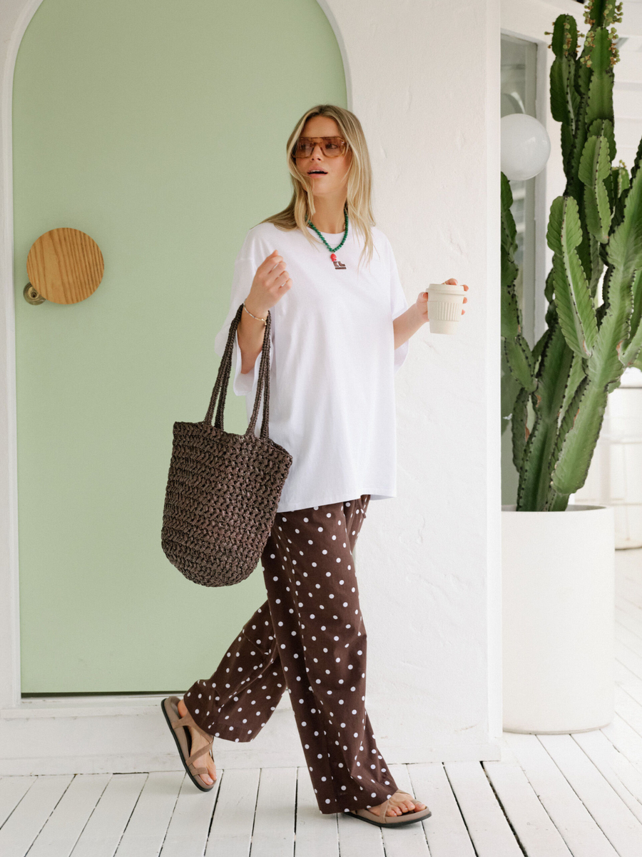 Resort Pant | Choc Polka dot