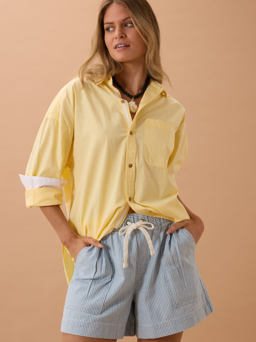 Darcy Relaxed Everyday Short | Indigo White Stripe